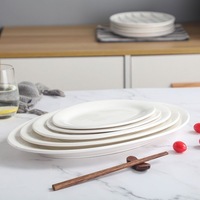 Vente en gros d'assiettes blanches en céramique pour restaurant assiettes modernes de cuisine assiettes ovales