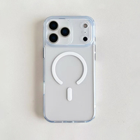 Étui de téléphone magnétique sans fil en acrylique Bayer avec protection 360° pour 17 Pro Max/16/15/14 Plus, dos transparent effet peau