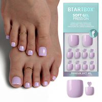 BTArtbox doux Gel XCOAT 3D Floral presse sur les ongles en gros court amande fait à la main bleu français pointe faux ongles