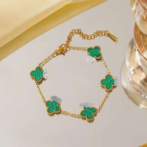 <strong>Women's</strong> 18K Gold-Plated Butterfly Charm Bracelet with Natural Stone Trendy <strong>Fashion</strong> Pendant Manufacturer Wholesale - Product Image 6