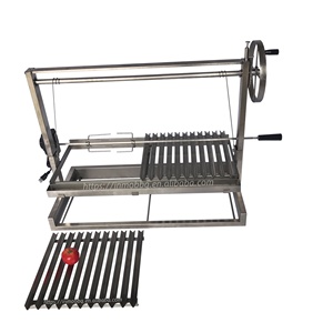 Parrilla de Carbón y Leña de Acero Inoxidable con Altura Ajustable Estilo Gaucho Argentino para Asado con <span class=keywords><strong>Kit</strong></span> de Rosticero - Product Image 1