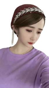 4-color fashionable rhinestone crystal women's headscarf Muslim cap, solid color, eco-friendly, breathable, suitable for all - Product Image 4