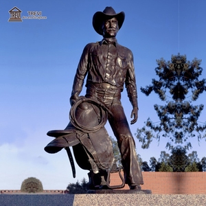 Grandes sculptures de cow-boy de voyage grandeur nature Statues en bronze occidental à vendre en extérieur - Product Image 4
