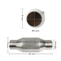 Convertisseur catalytique universel 2,5 pouces à haut débit avec port pour capteur O2, échappement performance en acier inoxydable T409, 400 CPSI, Euro 4/5