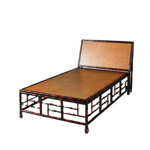 Chinese Style Bamboo Platform Bed With Side Tables Solid Wood Zen Inspired Bedroom Furniture - Product Image 5