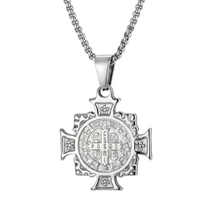 Collar con Cruz de San Benito en Acero Inoxidable 316L, Colgante de Protección de San Benito para Hombres y Mujeres, Joyería Religiosa Católica - Product Image 1