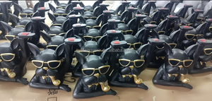 Bouledogue <span class=keywords><strong>anglais</strong></span> artisanal en résine personnalisé avec plateau de rangement Statue lunettes chien Animal Sculpture Décoration de table Bureau Maison ornement - Product Image 5