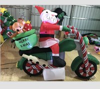 Noël Gonflable Père Noël sur Moto Camouflage Santa Yard Vacances Outhouse Éclairé Personnalisé Festival Décorations Gonflables
