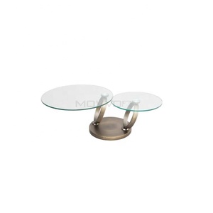 <span class=keywords><strong>Tavolino</strong></span> da Caffè Rotondo in Vetro Temperato con Base ad Anello in Nichel Nero per Soggiorno Arredamento Casa - Product Image 2