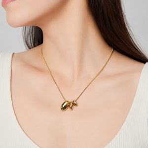 Collar con Colgante de Piedras Pulidas, Acero Inoxidable, Chapado en Oro de 14K, Cadena de Serpiente, Color Dorado o Plateado - Product Image 5