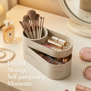 MONR 3 Layers <strong>Rotatable</strong> Oval <strong>Desk</strong> Pen Organizer Case Pen Holder for <strong>Desk</strong> Use for Sundries Makeup Brushes Office Bagging - Product Image 1