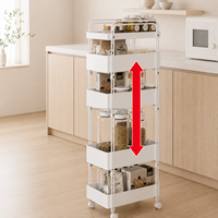 Chariot de rangement métallique étroit à roulettes, 3 ou 4 niveaux, organisateur mobile ajustable et fin avec roues pour la cuisine