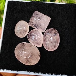 Mughal tallado a mano impecable bebé rosa morganita piedra preciosa AAA + grado 5 uds lote para la fabricación de joyas 6mm de altura - Product Image 2