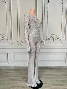 Industrie lourde élégante robe de soirée luxueuse tout diamant perle diamant chaîne fête <span class=keywords><strong>combinaison</strong></span> chanteur scène Performance - Product Image 2