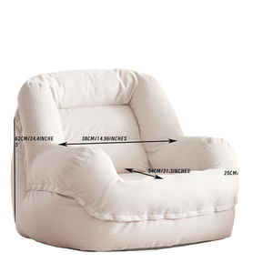 Poltrona Moderna Imbottita Sottovuoto, Sedia Singola con Schienale, Divano Pigro in Tessuto, Pouf per Soggiorno - Product Image 3