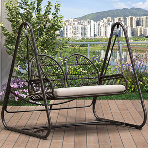 Chaise longue d'extérieur en rotin pour deux places pour le jardin, populaire pour l'extérieur, balançoire pour le jardin - Product Image 6