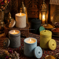 Pot à bougie vide gaufré islamique fait main pour la fabrication de bougies, support de bougie en béton multifonctionnel pour rangement de bureau