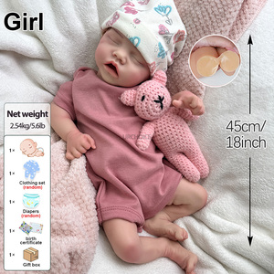 <span class=keywords><strong>Poupée</strong></span> <span class=keywords><strong>Reborn</strong></span> Fille Noire <span class=keywords><strong>de</strong></span> 45CM Flexible, Corps Souple en Silicone Platine, <span class=keywords><strong>Poupée</strong></span> Nouveau-Né Réaliste Endormie Qui Peut Prendre une Tétine - Product Image 4