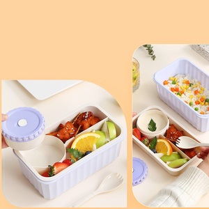 Portable Cute Children Lunch Bento <b>Box</b> With Cutlery Pp Children Bento <b>Box</b> With 3 Compartment Lunch <b>Box</b> Water Cup Spoon for Girl - Product Image 3