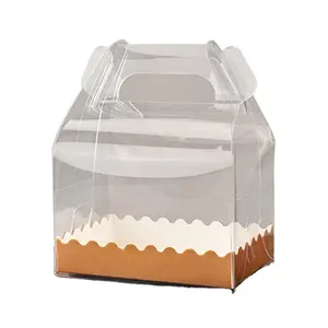 Boîte d'emballage de gâteau transparente surélevée Portable, petit emballage carré portable, impression de boîte cadeau peut être personnalisée