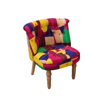 Großhandel Massivholz-Akzentstuhl Kantha Patchwork Sessel Handgefertigtes Boho Einzelsofa Natürliche Holzbeine Zertifiziert OEM