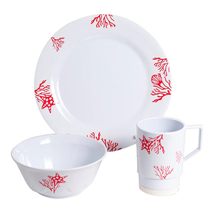 Juego de 4 piezas Color personalizado Cocina Diseño lindo Juegos de vajilla de cerámica Gres rojo Cena Tazón Plato Taza - Product Image 4