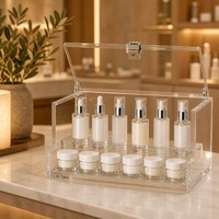 Vitrine de présentation rectangulaire moderne en acrylique Calic avec serrure, boîte de comptoir transparente à couvercle rabattable pour sérum et crème, vente au détail, taille personnalisée, OEM