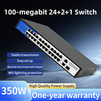 Commutateur PoE non géré Tshield 24+2+1 ports 100 Mbps avec 2 ports Gigabit Uplink et 1 emplacement SFP 8,8 Gbit/s pour système de caméra de sécurité de bureau en rack CE
