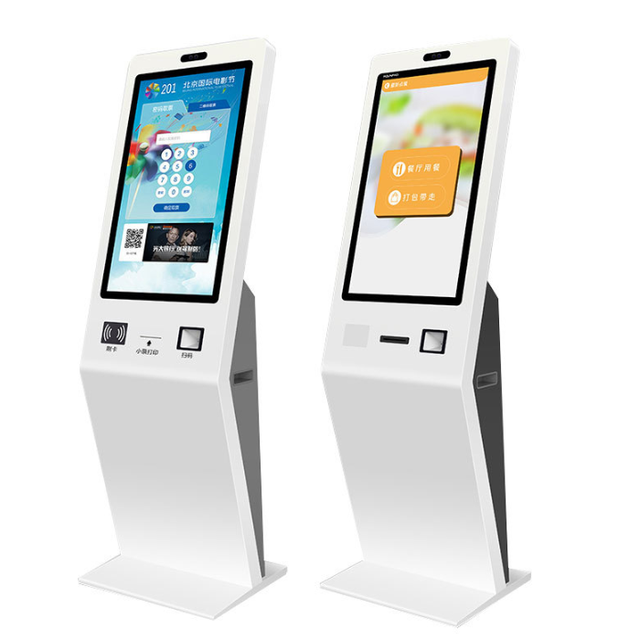 Interactive Self-Service Queue Management Kiosk with Touch Screen Printer Scanner Floor Standing Design for Hospital Clinics