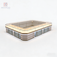 Vitrine de présentation de bijoux en forme de U carrée pour centre commercial, armoire modulaire en verre avec éclairage LED, tiroirs de rangement, vente au détail de bijoux, écologique