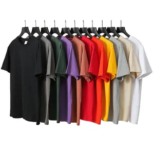 Hoge Kwaliteit Effen Kleur 210gsm Blanks Katoenen T-Shirt Custom Bedrukt Effen Ronde Hals T-Shirt Grafische T-Shirts