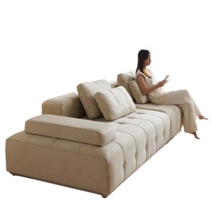 Sofá moderno de tela antiarañazos estilo crema, de 3 a 4 plazas, recto, de lujo, para sala de estar. - Product Image 4