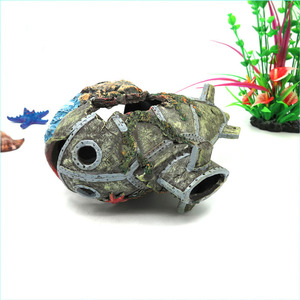 <span class=keywords><strong>Submarino</strong></span> de Resina con Diseño de Naufragio en el Fondo Marino con Ballena Sonriente Personalizada para Decoración de Peceras - Product Image 4