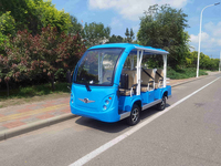 Navette électrique bleue 8 places pour le transport de passagers à l'aéroport et dans les stations balnéaires