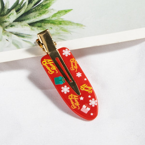 Wholesale Hair Clip <strong>Christmas</strong> Glitter Green Resin Snap Barrette with Candy Cane and <strong>Stocking</strong> <strong>Pattern</strong> - Product Image 3