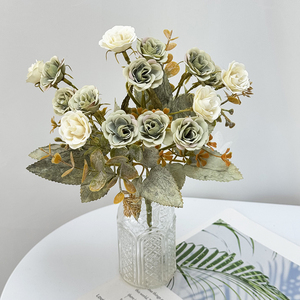 25 Tenedor 15 cabeza pequeña <span class=keywords><strong>Rosa</strong></span> seda de alta calidad Mini ramo de flores borde horneado tamaño pequeño-para graduación de boda - Product Image 3