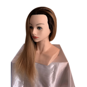 Cabeza de Maniquí de pelo mezclado negro para mujer, maniquíes de cosmetología, peluquería, color negro, venta al por mayor - Product Image 3