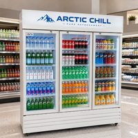 Réfrigérateur vertical commercial à porte vitrée intégrale pour canettes de boissons, affichage mince, petit modèle à refroidissement direct avec compresseur pour magasin