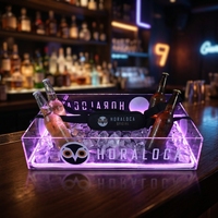Nouveau design, seau à glace rectangulaire LED rechargeable, télécommande, pour boîte de nuit, bar, fête, acrylique, portable, étanche