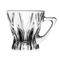 Blinkmax Vente en gros 140ml Tasse en verre de sodium et de calcium à motif de feuille créative avec poignée Tasse à café et à thé Vente en gros
