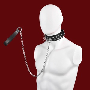 Collar con Púas FUNSM para BDSM, Collar de Cuero y Correa Metálica, Juego SM, Juguetes Sexuales Fetichistas, Accesorios de Bondage para Parejas - Product Image 3
