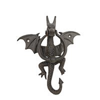 Battant de porte gothique en fonte antique Dragon Volant, écologique, pour extérieur, jardin, portail, porte d'entrée, ornement, cadeau