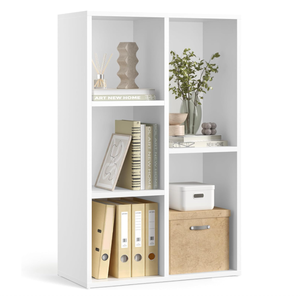Librería una estantería con 5 compartimentos. Estantes independientes y estantes de almacenamiento cúbicos. Soporte de exhibición de espacio pequeño - Product Image 1