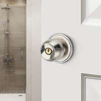 Serrure de porte sphérique universelle à clé, pour intérieur, chambre et salle de bain, design en bois à l'ancienne, fonctionnement silencieux, en acier inoxydable