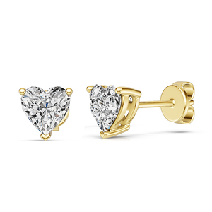 Boucles d'oreilles solitaires classiques unisexes en or massif 10 carats avec diamant de laboratoire taille cœur Starsgem 0,36 ct-2,0 ct - Product Image 1