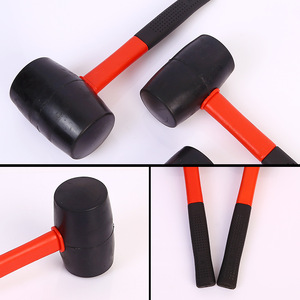 Moxuan Hardware Rubber <b>Hammer</b> Round Head Fiber Handle Black Shockproof For Tiling Installation - Product Image 5