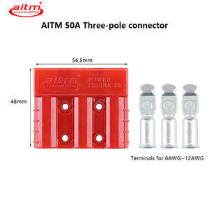 Connecteur d'alimentation à trois pôles AITM <span class=keywords><strong>SH</strong></span> 50A-3 pour chargeur de batterie solaire MPPT DCDC 12V 24V Connecteur 3 broches - Product Image 2