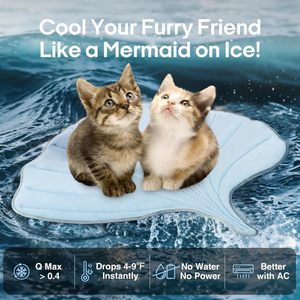<b>Leaf</b> Shaped Pet Cooling Mat <b>Light</b> Blue Cotton Washable Non Slip For Cat Summer Use - Product Image 3