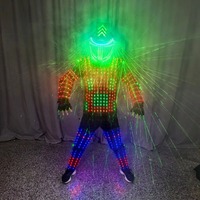 Costume de robot lumineux LED personnalisé pour homme adulte, idéal pour spectacle, DJ, danse, fête, avec casque laser et en polyester