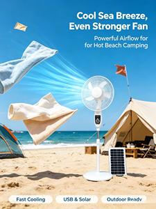 Solar Powered <b>Fan</b> Standing Solar <b>Fan</b> Solar Rechargeable Emergency <b>Fan</b> - Product Image 5